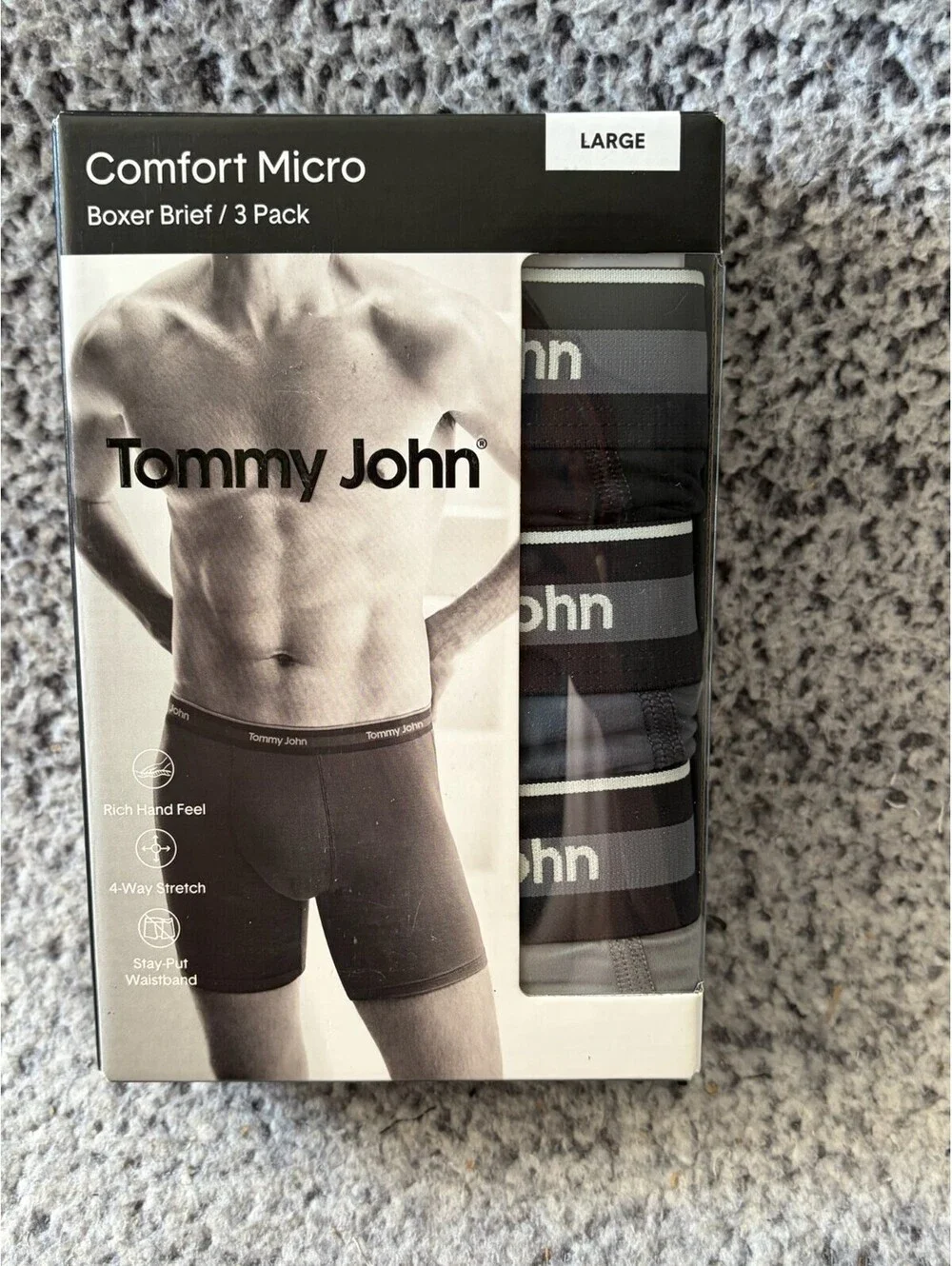Tommy John Comfort Micro Trunks 3 Pack Black Men's L New in Box